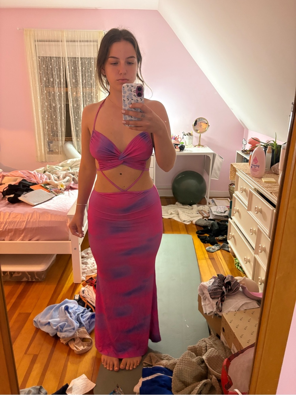 I.AM.GIA Pink & Blue Tie-Dye Cutout Maxi Dress - Picture 3 of 3